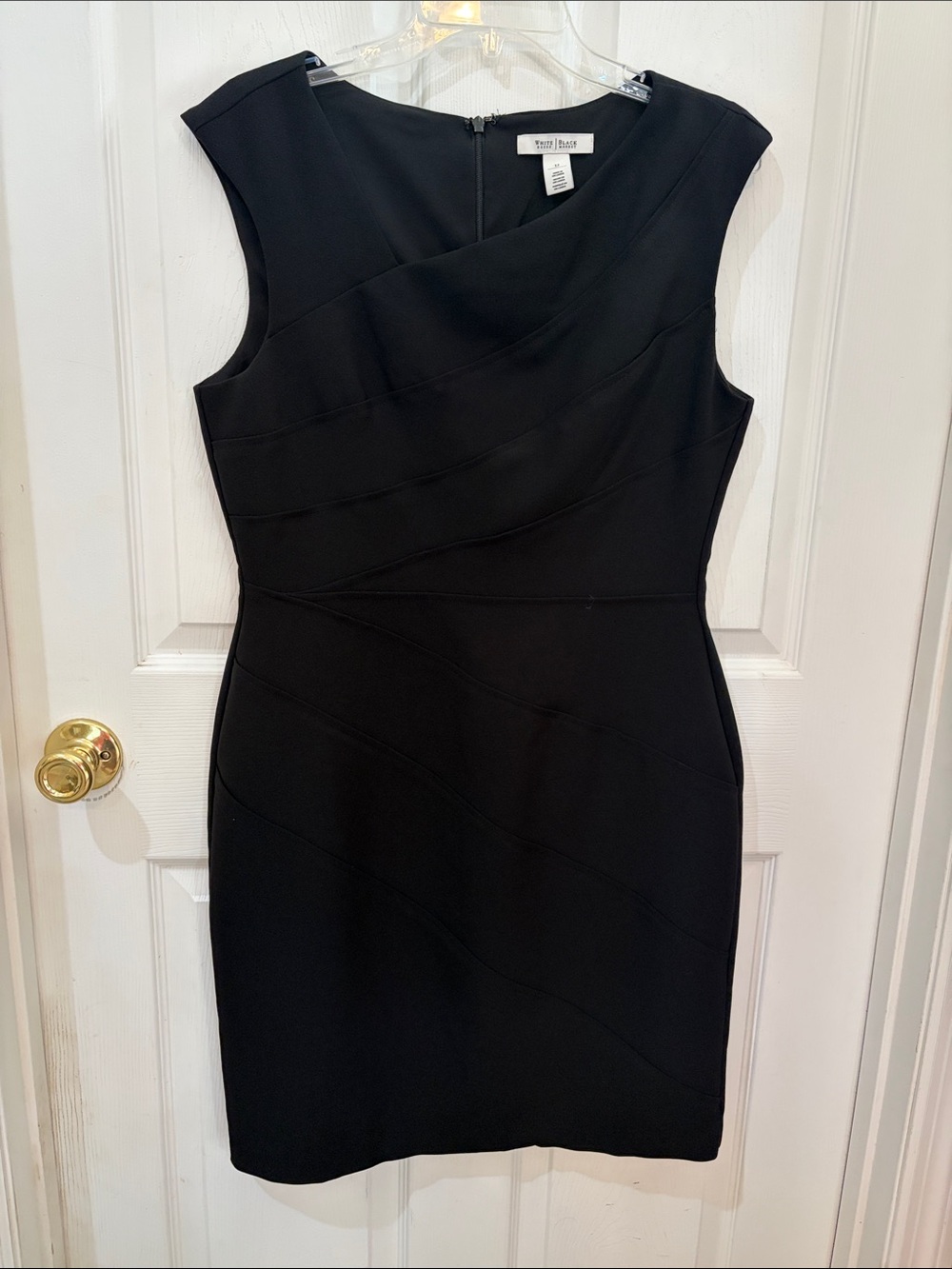 White House Black Market Black Asymmetric Panel Cap-Sleeve Mini Dress